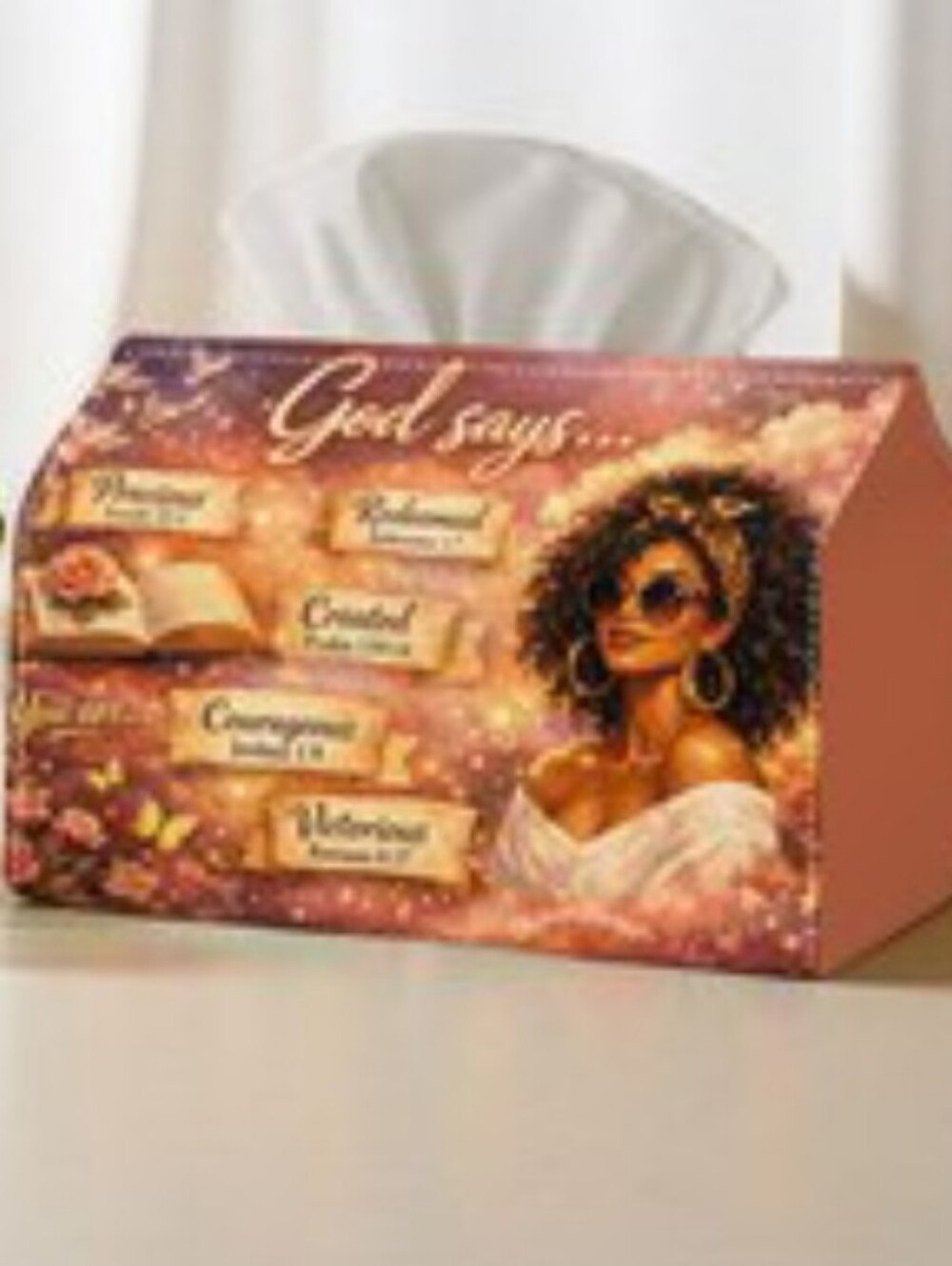 Christian Inspirational Scriptures Graphic Print Tissue Box Cover